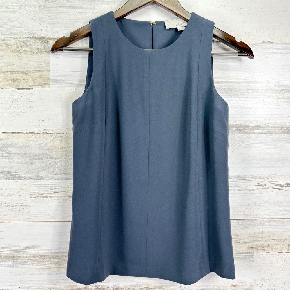 LOFT Petites‎ Gray Sleeveless Lined Dressy Tank Top Career Business Size XXSP